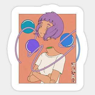 Flying Head Girl Sticker